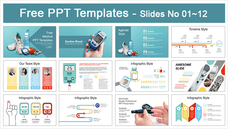  Healthy Diabetic Life PowerPoint Templates			 