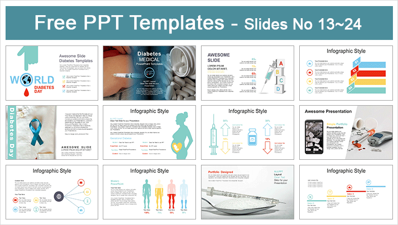  Healthy Diabetic Life PowerPoint Templates			 