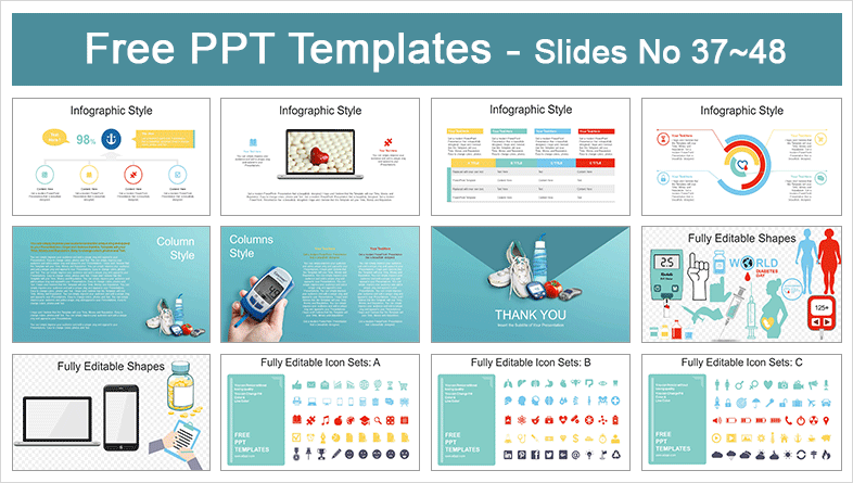  Healthy Diabetic Life PowerPoint Templates			 