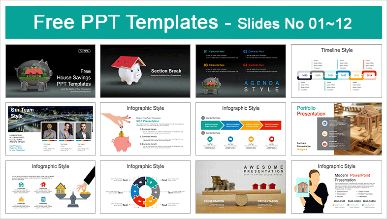  House Mortgage Savings PowerPoint Templates			 