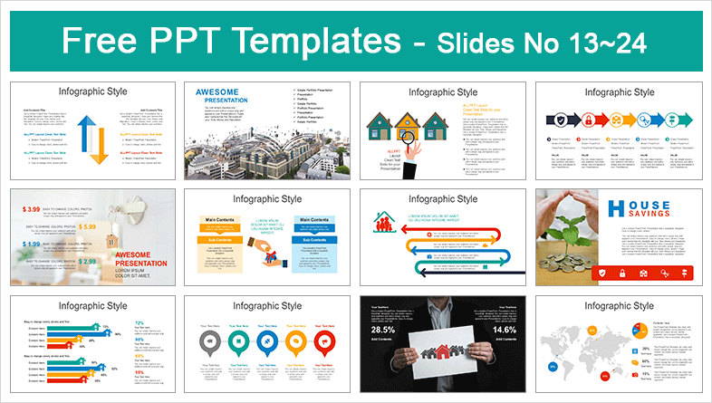  House Mortgage Savings PowerPoint Templates			 