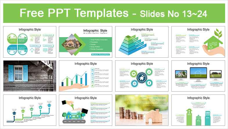  House Shaped Green Plant PowerPoint Templates			 