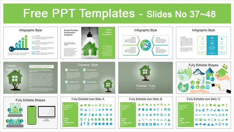  House Shaped Green Plant PowerPoint Templates			 