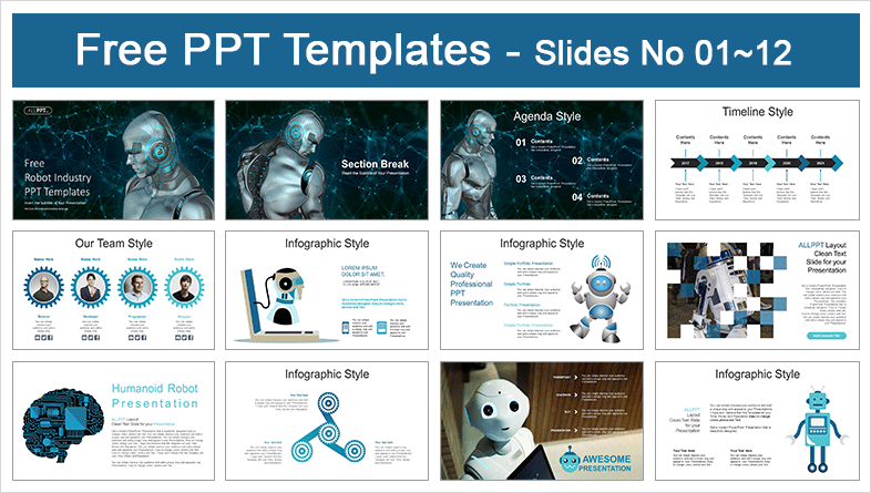  Humanoid Robot Industry PowerPoint Templates			 