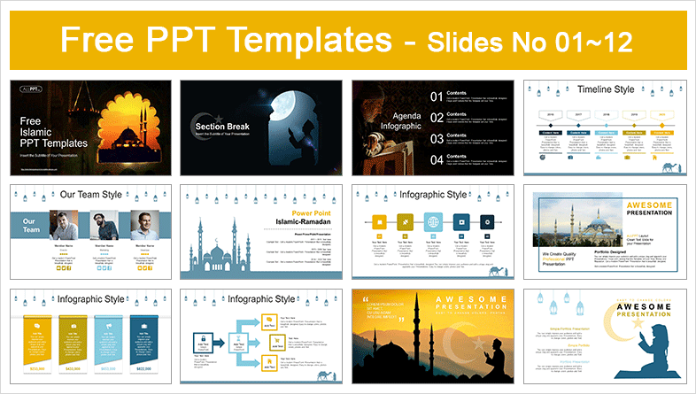  Islamic Mosque Sunset PowerPoint Templates			 