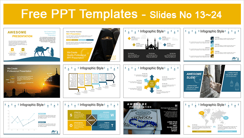  Islamic Mosque Sunset PowerPoint Templates			 