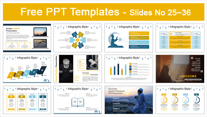  Islamic Mosque Sunset PowerPoint Templates			 