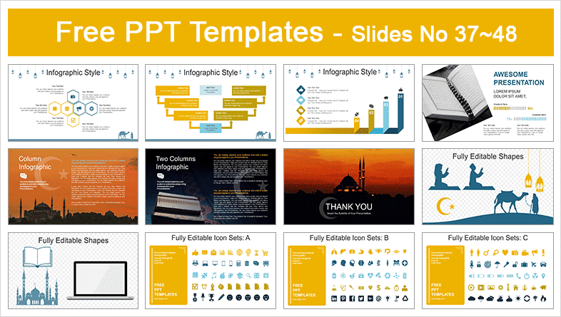  Islamic Mosque Sunset PowerPoint Templates			 