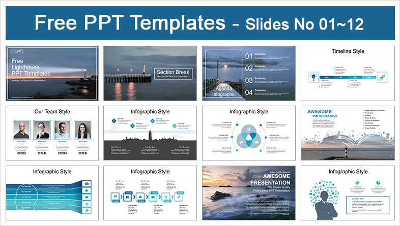  Lighthouse Landscape PowerPoint Templates			 