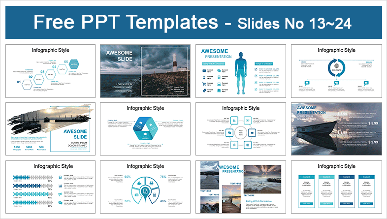  Lighthouse Landscape PowerPoint Templates			 