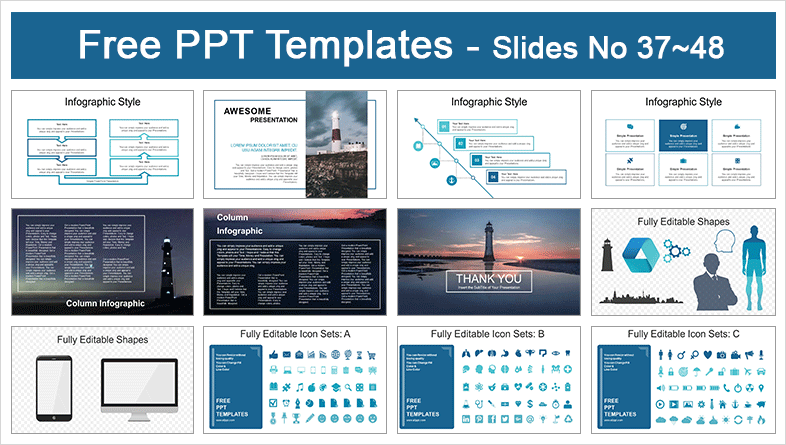  Lighthouse Landscape PowerPoint Templates			 