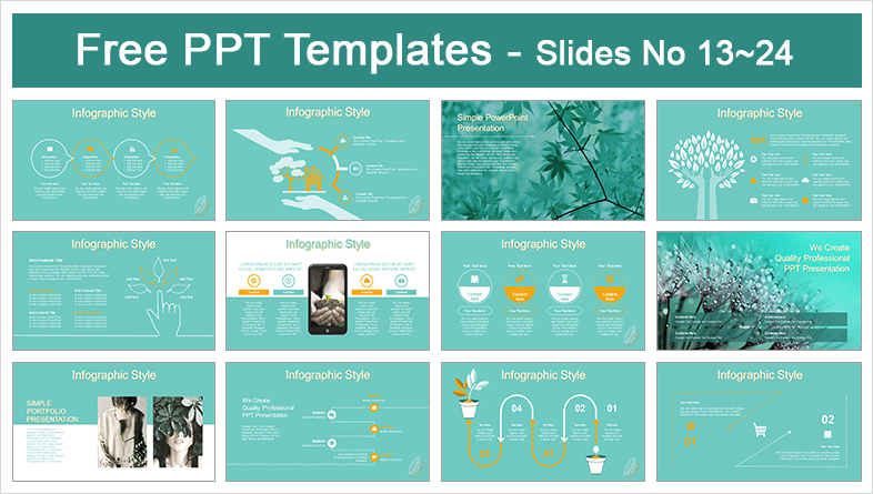  Linear Leaves Pattern PowerPoint Templates			 