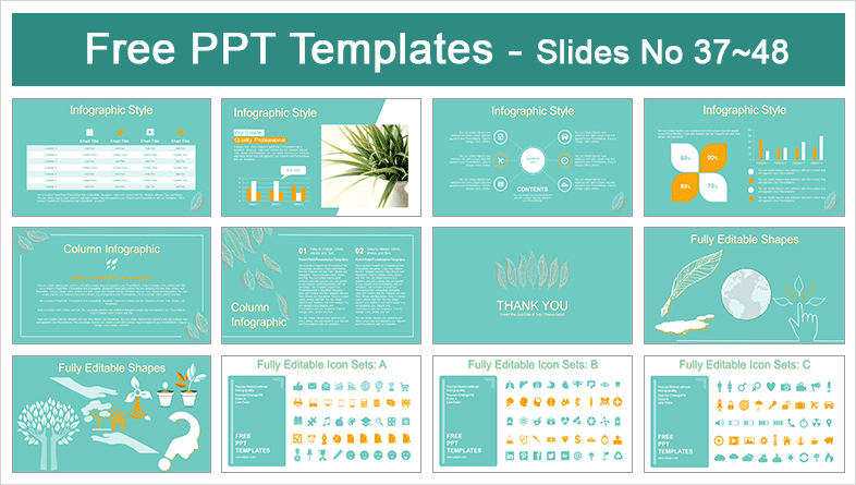  Linear Leaves Pattern PowerPoint Templates			 