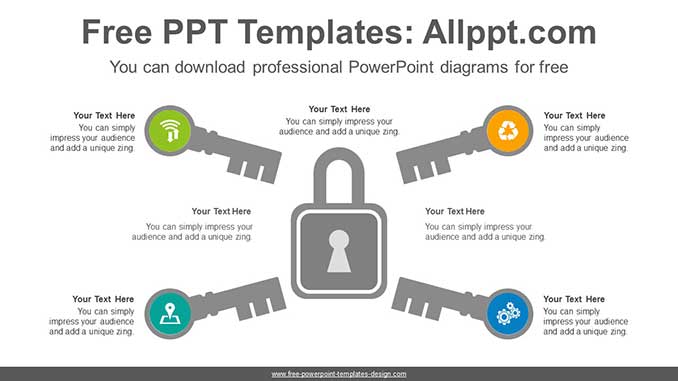  Lock Key Radial PowerPoint Diagram			 