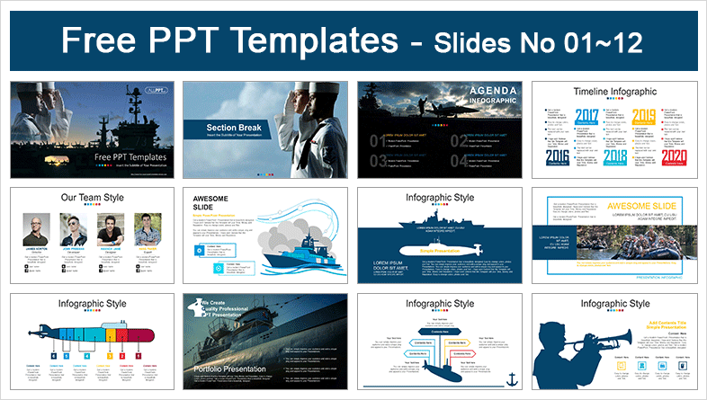  Military Navy Ships PowerPoint Templates			 