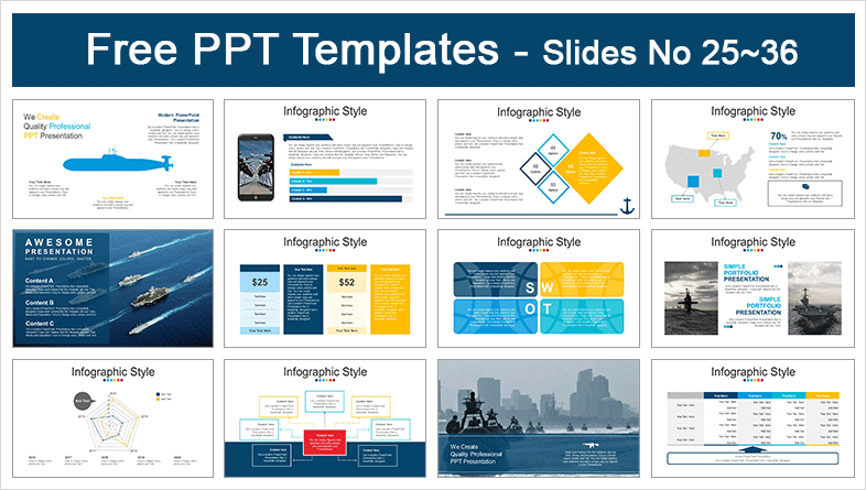  Military Navy Ships PowerPoint Templates			 