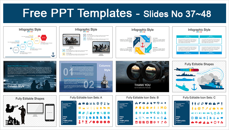  Military Navy Ships PowerPoint Templates			 