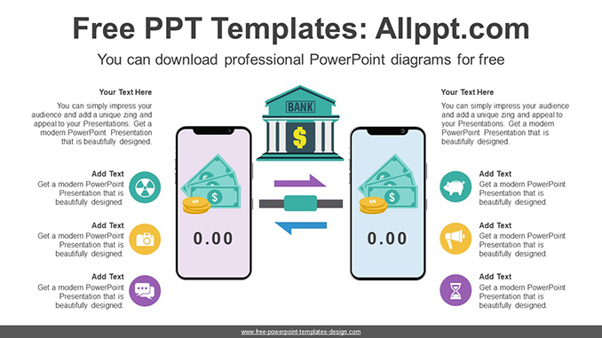  Mobile Bank Payment PowerPoint Diagram			 