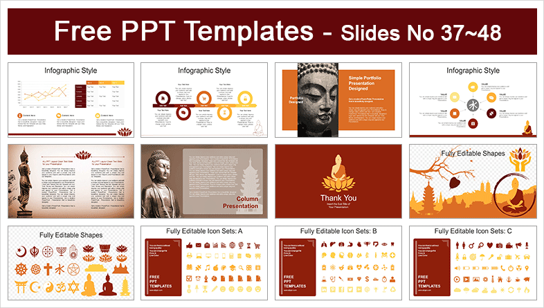  Monk Buddhism Meditation PowerPoint Templates			 