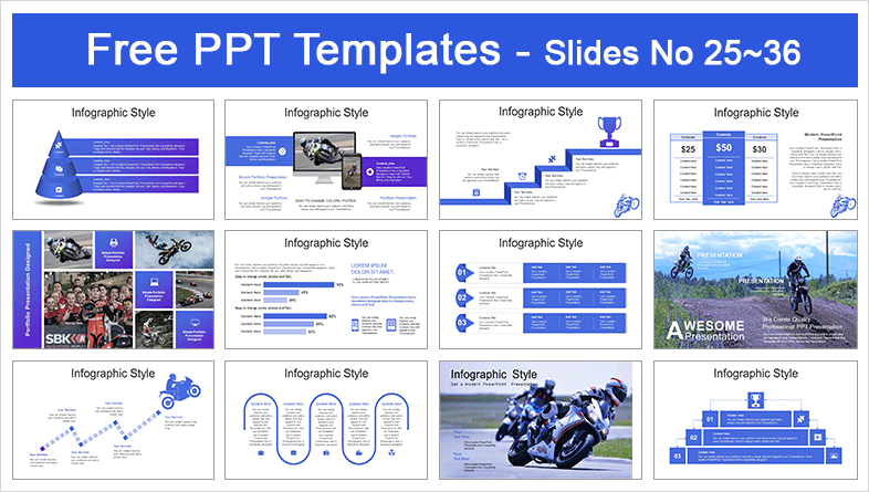  Motorcycle Racing Sports PowerPoint Templates			 