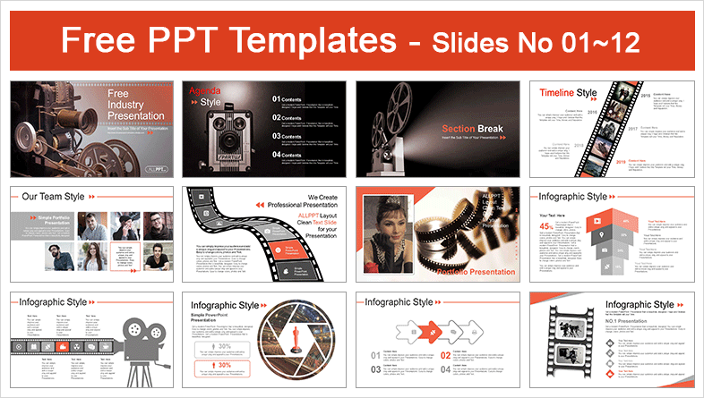  Old Style Movie Projector PowerPoint Templates			 