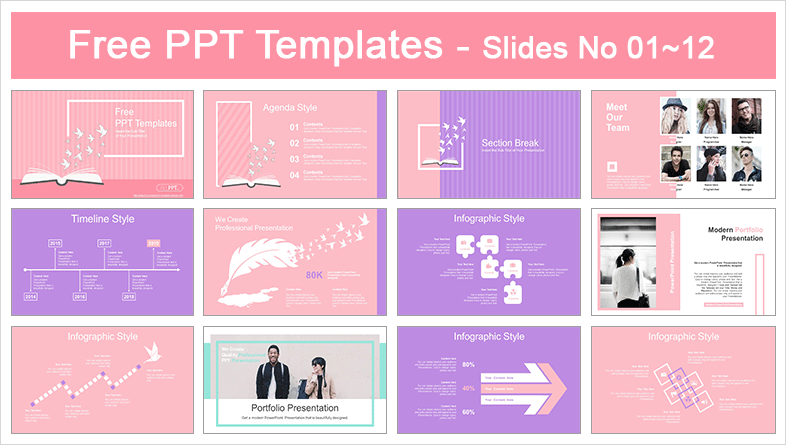  Opened Book with Paper Cranes PowerPoint Templates			 