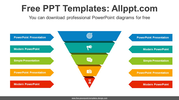  Pentagonal Arrow Funnel PPT Diagram			 