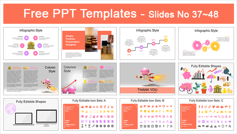  Piggy Bank Rocket PowerPoint Templates			 