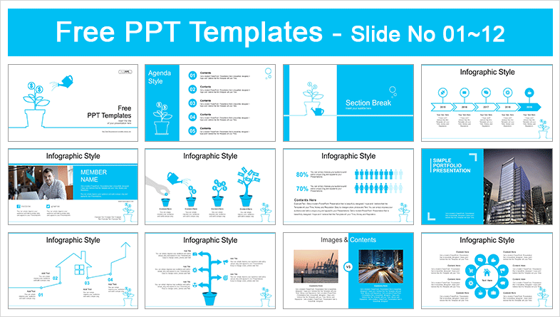  Plant Dollar coins PowerPoint Templates			 