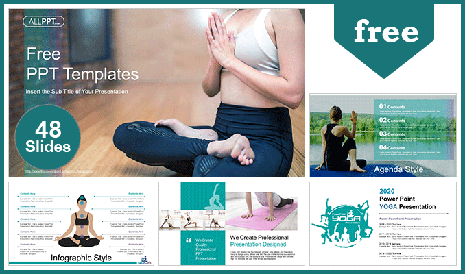  Practicing Yoga Lesson PowerPoint Templates			 