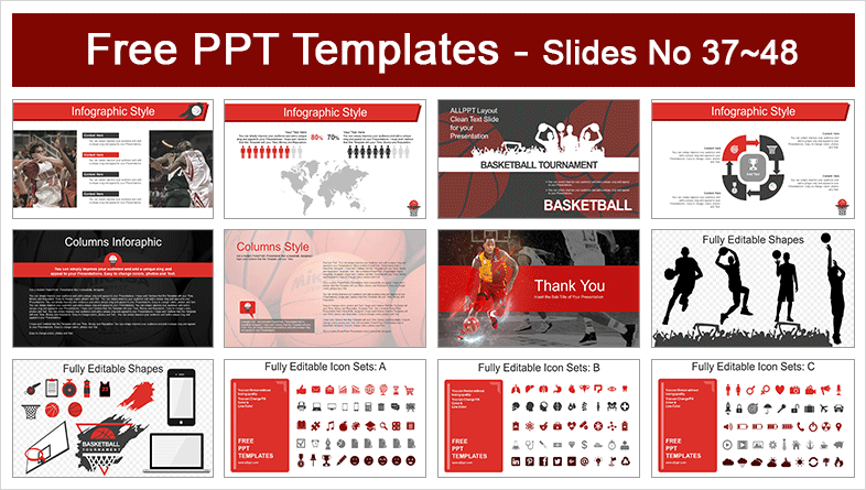  Professional Basketball Player Sports PowerPoint Templates			 