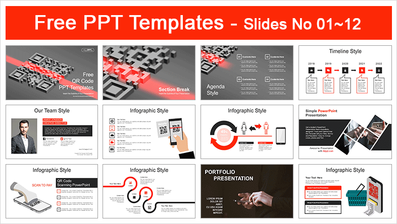  QR Code Scanning PowerPoint Templates			 