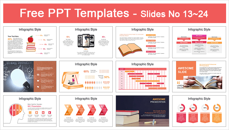  Red Apple Placed Books PowerPoint Templates			 