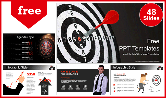  Red Dart Arrow Hitting PowerPoint Templates			 