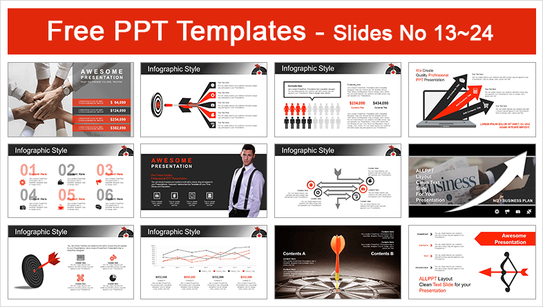  Red Dart Arrow Hitting PowerPoint Templates			 