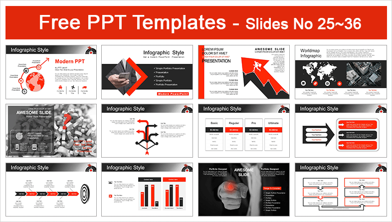  Red Dart Arrow Hitting PowerPoint Templates			 