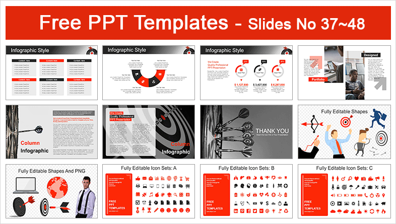  Red Dart Arrow Hitting PowerPoint Templates			 