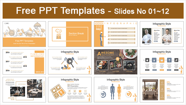  Restaurant Food Recipes PowerPoint Templates			 