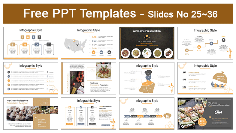  Restaurant Food Recipes PowerPoint Templates			 