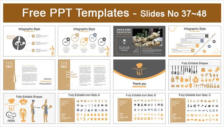  Restaurant Food Recipes PowerPoint Templates			 