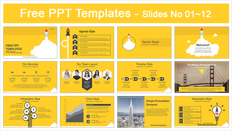  Rocket Launched PowerPoint Template			 