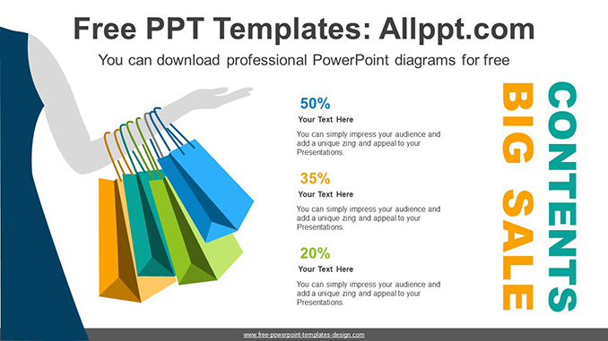  Shopping Bags PowerPoint Diagram			 