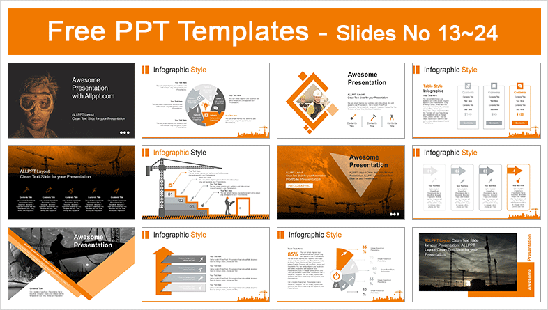  Silhouette of Construction Worker Industry PowerPoint Templates			 