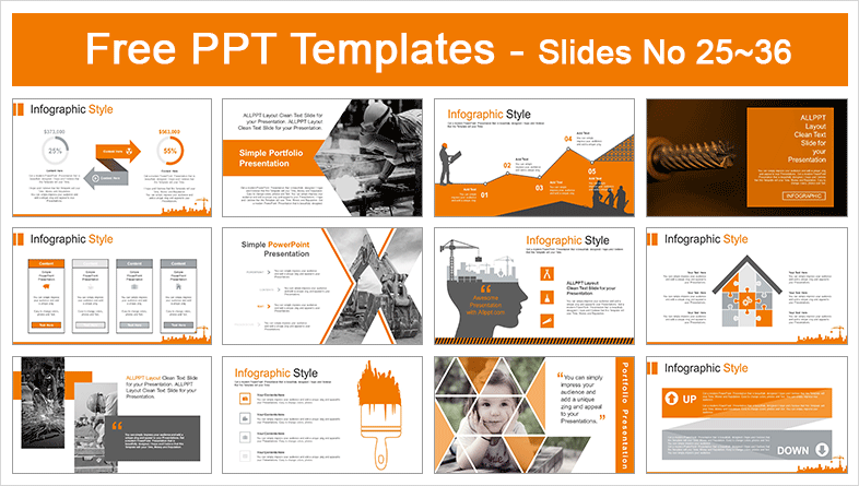  Silhouette of Construction Worker Industry PowerPoint Templates			 