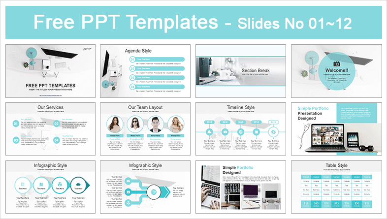  Simple Office Computer View PowerPoint Template			 