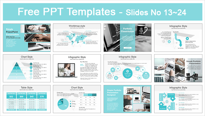  Simple Office Computer View PowerPoint Template			 