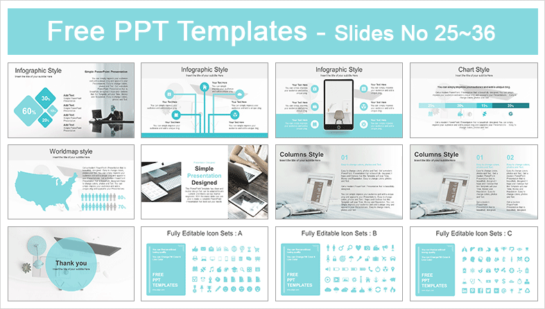  Simple Office Computer View PowerPoint Template			 