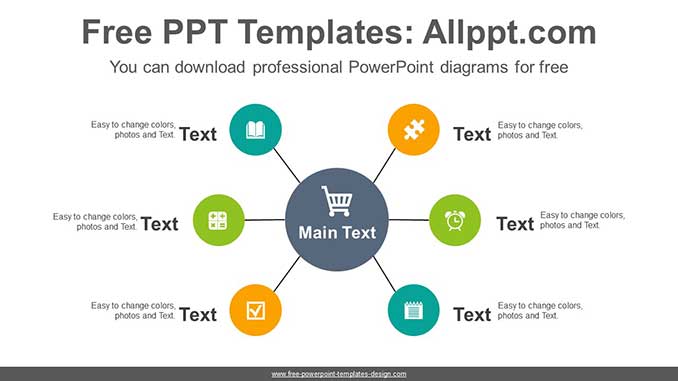  Six Radial Circles PowerPoint Diagram			 