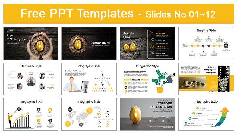  Small Nest Golden Egg PowerPoint Templates			 