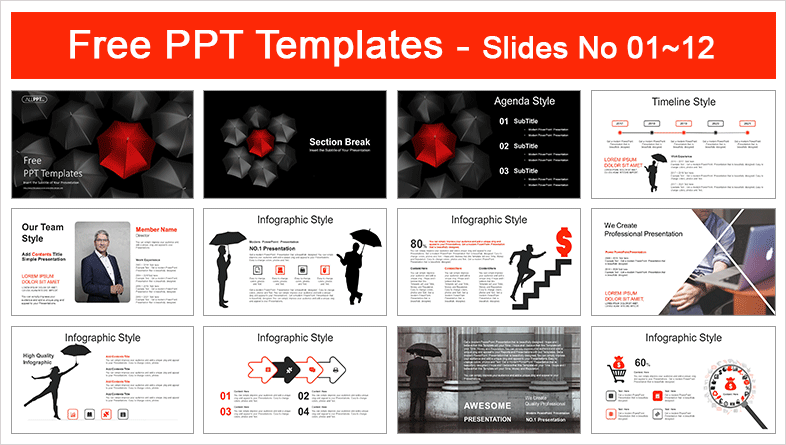  Stand Out Red Umbrella PowerPoint Templates			 